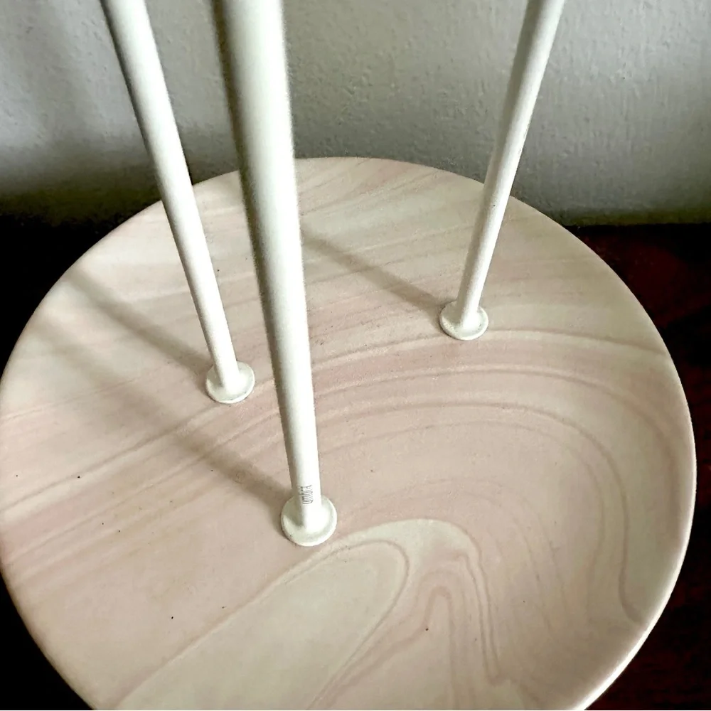 Umbra Pink & White Marble Swirl Ceramic Jewelry Stand Necklace Holder Organizer